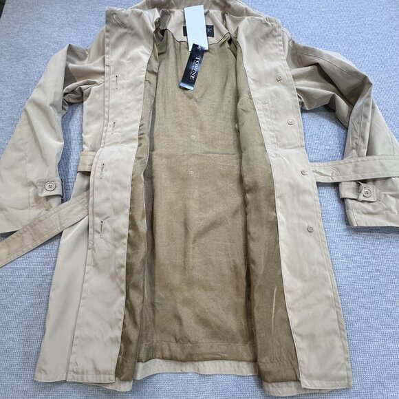 Towne Collection Womens Size L Khaki Trench Coat Belted Padded Shoulder NWT - Picture 4 of 16